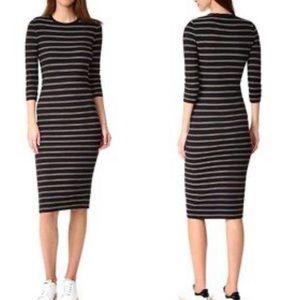 Theory Delissa B midi sweater dress black white striped‎ Prosecco Bergdorf P S